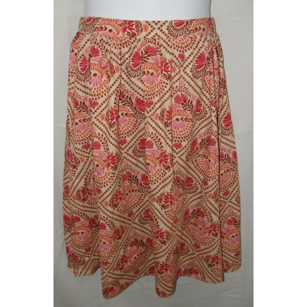 NEW NWOT Colorful Sz Large Pull On Casual or Dress Cotton Midi Skirt TRACY EVANS